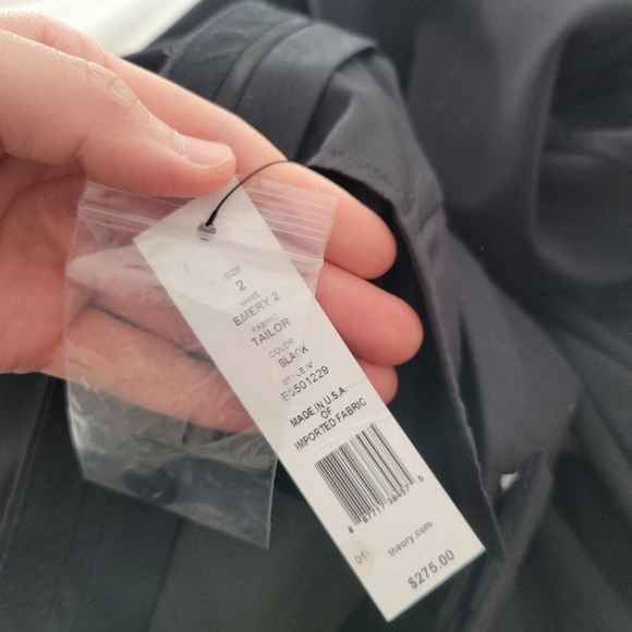 NWT Theory Emery 2 Urban Black Pants Size 2 - Picture 6 of 6
